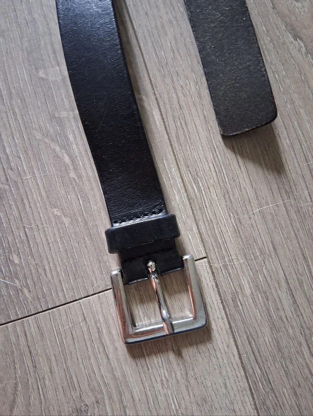 Banana Republic Black Leather Belt With Silver Hardware